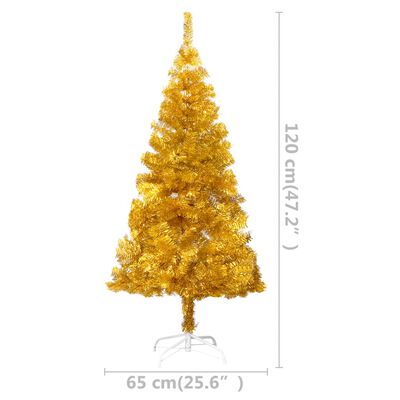vidaXL Artificial Pre-lit Christmas Tree with Stand Gold 47.2" PET