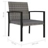 vidaXL Garden Dining Chair Set of 4 Gray Poly Rattan, Powder-Coated Steel