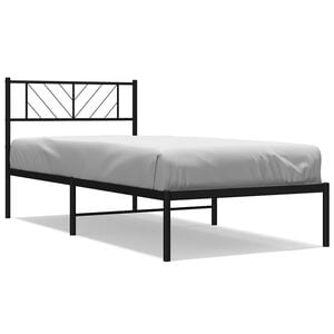 vidaXL Metal Bed Frame Black Powder-Coated Steel Twin Modern