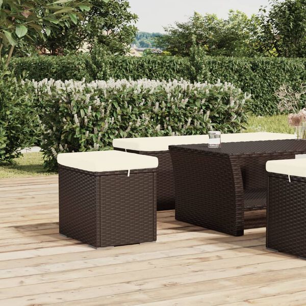 vidaXL Ottoman Set of 2 Brown and Cream White
