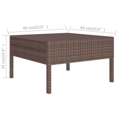 Wicker storage coffee table with dimensions 60 cm x 60 cm and height 35 cm