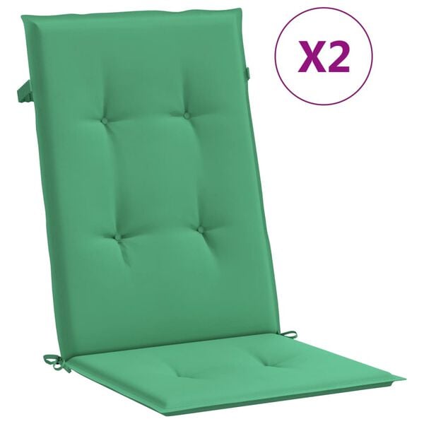 vidaXL Highback Chair Cushion Set of 2 Green 100% Polyester