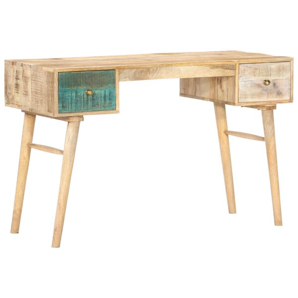 vidaXL Desk Natural wood with accent colors Solid mango wood