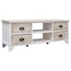 vidaXL TV Cabinet White and Natural Wood Solid Paulownia Wood, MDF Medium