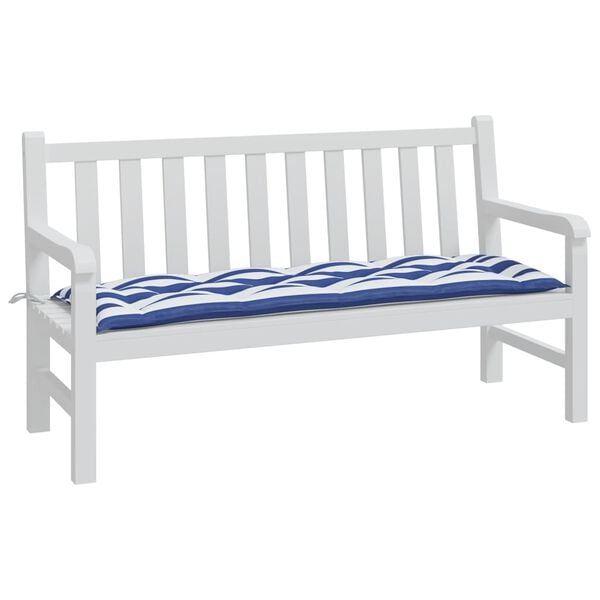 vidaXL Garden Bench Cushion Blue and White 100% polyester Standard