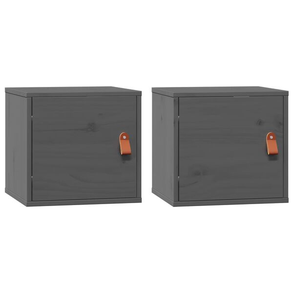 vidaXL Wall Cabinet Set of 2 Grey Solid pine wood, engineered wood
