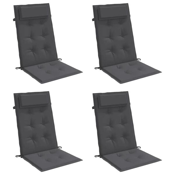 vidaXL Highback Chair Cushion Set of 4 Anthracite