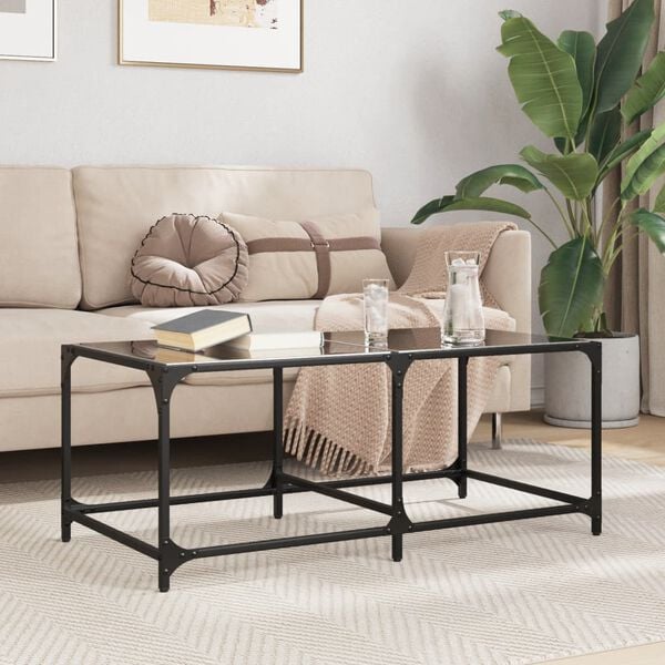 vidaXL Coffee Table Black Engineered wood Small Decorative Inlays