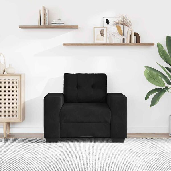 vidaXL Sofa Chair Black Velvet, Plywood, Steel, Foam Single Ergonomic