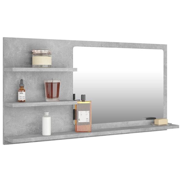 vidaXL Mirror Concrete Grey Engineered Wood, Acrylic Bathroom Mirror