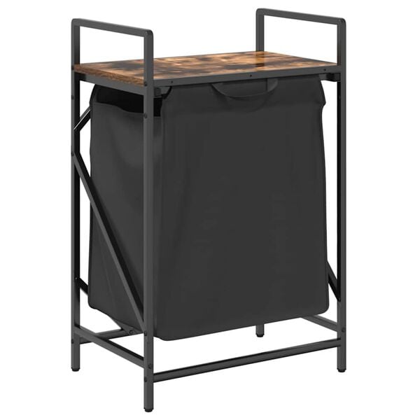 vidaXL Laundry Basket 1 Compartment with Shelf Smoked Oak