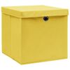 vidaXL Storage Box Set of 4 Yellow Non-woven fabric 11x11x11 in