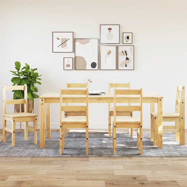vidaXL Dining Set Honey wax finish Solid Pine Wood Large Simple