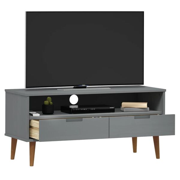 vidaXL TV Cabinet Grey Solid pine wood with UV varnish finish Medium