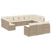 vidaXL Garden Sofa Set Beige PE Rattan, Powder-Coated Steel, 100% Polyester