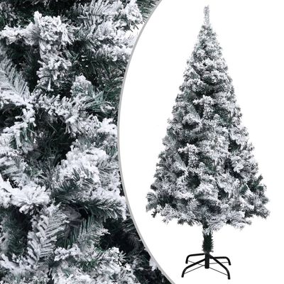 vidaXL Artificial Christmas Tree with Flocked Snow Green 4 ft PVC