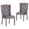 vidaXL Dining Chair Set of 2 Grey Velvet, solid rubberwood