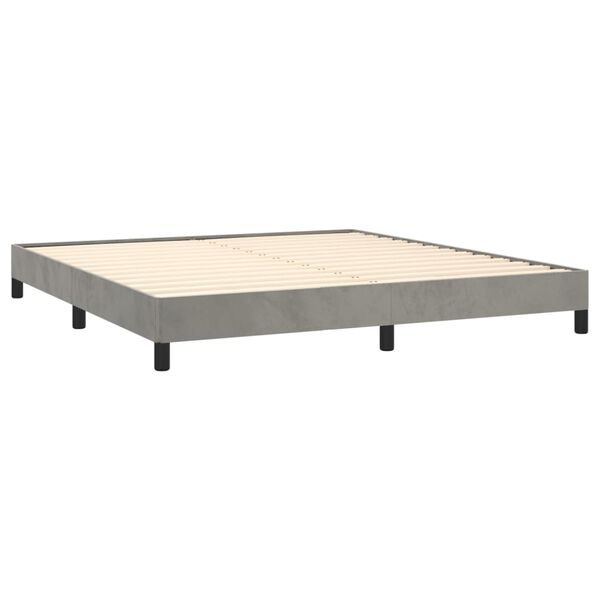 vidaXL Bed Frame Light Grey Velvet, plywood, engineered wood King