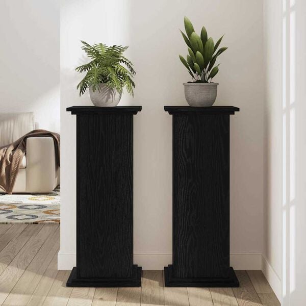vidaXL Plant Stand Black Oak 12.99 x 12.99 x 39.37 in Engineered wood