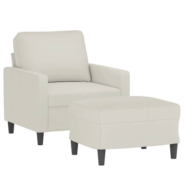 vidaXL Sofa Chair with Footstool Cream 23.6" Velvet