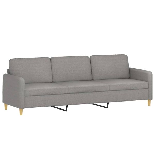 vidaXL 3-Seater Sofa with Pillows&Cushions Light Gray 82.7" Fabric