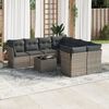 vidaXL Patio Sofa Set Gray PE rattan 9 Piece Modular Patio Sofa Set