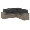 vidaXL Garden Sofa Set Grey PE rattan, powder-coated steel 5 Piece Set