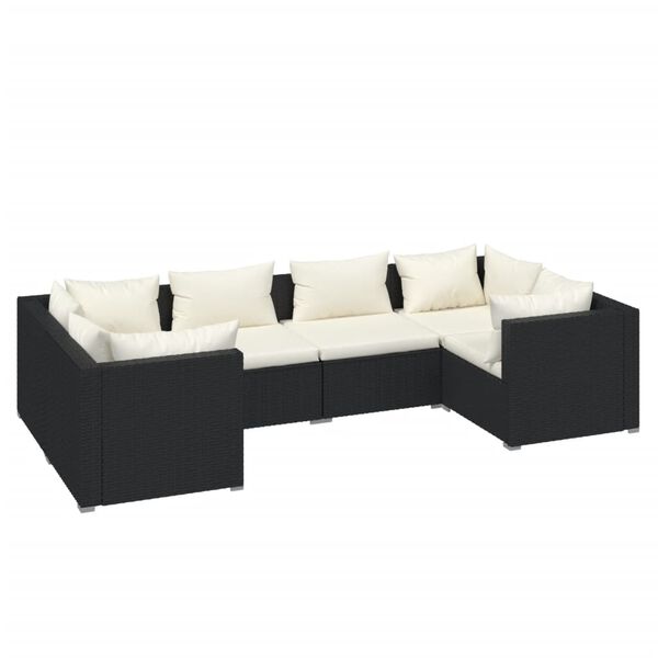 vidaXL Garden Lounge Set Black, Cream PE rattan 6 Piece Set Modular