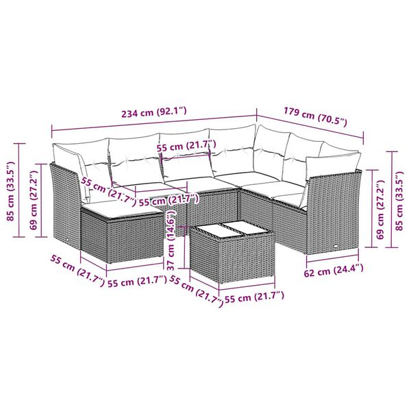 vidaXL Garden Sofa Set Black