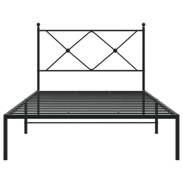 vidaXL Bed Frame Black Powder-coated steel Twin Bed Frame Rectangular