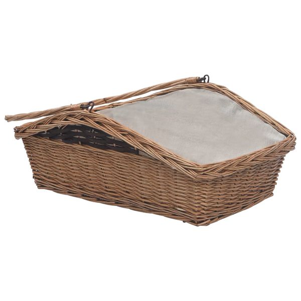 vidaXL Firewood Basket with Handle 24.2"x18.3"x22.8" Brown Willow