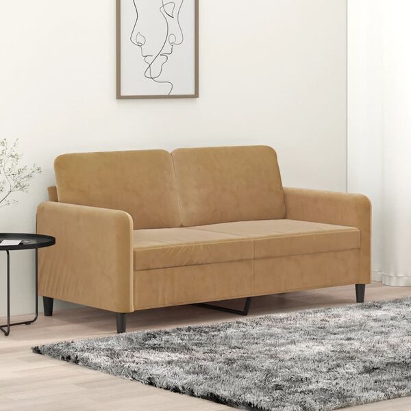 vidaXL 2-seater Sofa Brown Velvet (100% polyester), metal, textilene