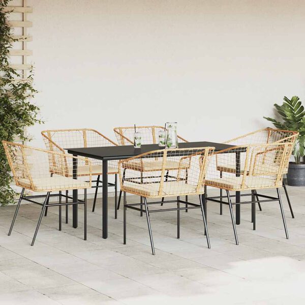 vidaXL Garden Dining Set Brown Poly Rattan 6-seater