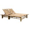 vidaXL Sun Lounger Cream Bamboo and Fabric (100% Polyester) Large