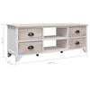 vidaXL TV Cabinet White and Natural Wood Solid Paulownia Wood, MDF Medium