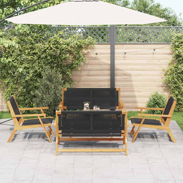 vidaXL Garden Chairs with Table 5 pcs Black Solid Acacia wood