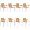 vidaXL Patio Chairs 8 pcs with Cuhsions Solid Teak Wood (4x46515+2x314046)
