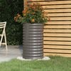 vidaXL Garden Planter Grey Powder-coated steel Medium Tough