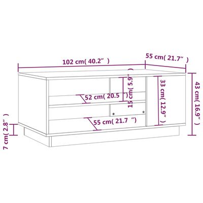 vidaXL Coffee Table Gray Sonoma 40.2"x21.7"x16.9" Engineered Wood