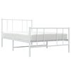 vidaXL Bed Frame White Powder-coated steel Single Bed Frame