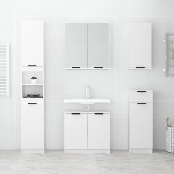 vidaXL Bathroom Cabinet White Engineered Wood Compact Bathroom Cabinet