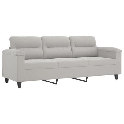 vidaXL 3 Piece Sofa Set with Pillows Light Gray Microfiber Fabric