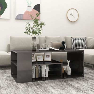 vidaXL Coffee Table High Gloss Gray 39.4"x19.7"x15.7" Engineered Wood