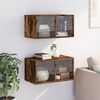 vidaXL Wall Cabinets with Glass Doors 2 pcs Smoked Oak 27"x14.6"x13.8"