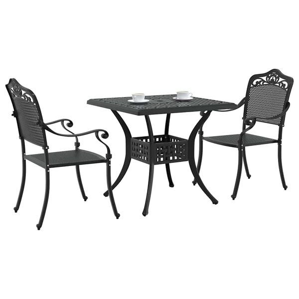 vidaXL Garden Table Set 3 pcs Black Cast Aluminium
