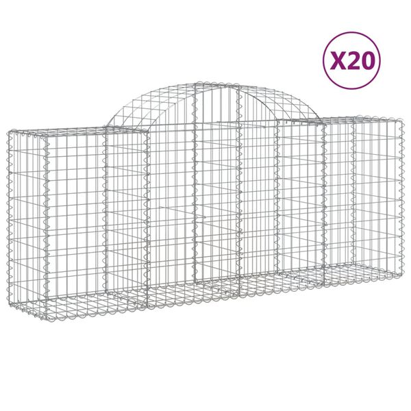 vidaXL Gabion Basket Set of 20 Silver Galvanized Iron Large