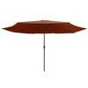vidaXL Garden Parasol Terracotta Polyester, Metal Large