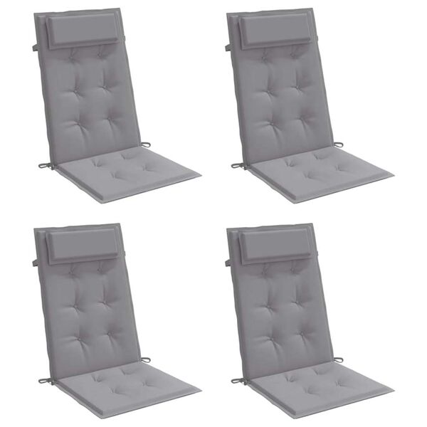 vidaXL Highback Chair Cushion Set of 4 Grey Oxford fabric (100% polyester)