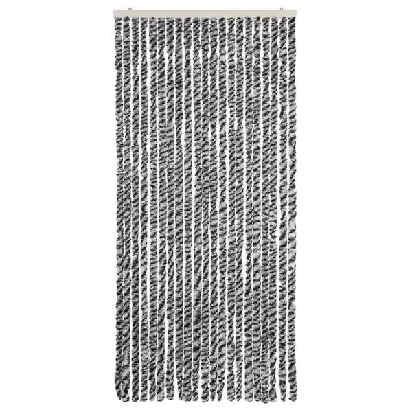 vidaXL Fly Curtain Grey and Black and White 35.4x86.6" Chenille