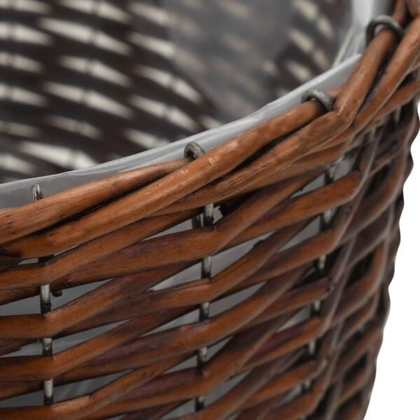 vidaXL Planter Brown Real Rattan, Beech Wood, PE Lining Medium Durable